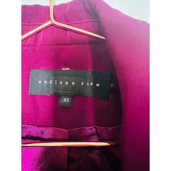ENDLESS ROSE Purple Crepe Front Button Closure Jacket Blazer Size Extra Small - Picture 7 of 9